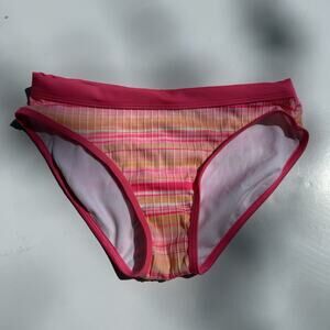 Art Class Girls Bikini Bottoms Size L (10/12) Pink Plaid Ribbed Swim NWT